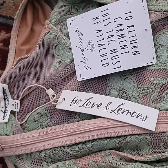 Free people for love and lemon Temecula Mini Dress size S Moss Green - Picture 3 of 4